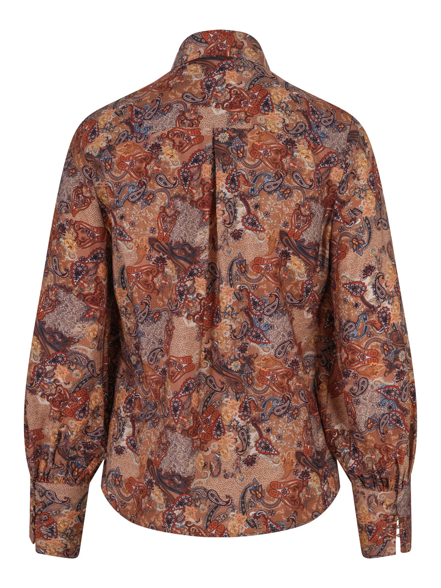 Bow printed blouse Camel