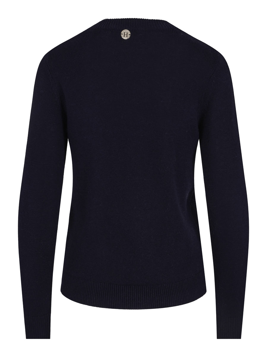 Basic round neck pullover Marineblå