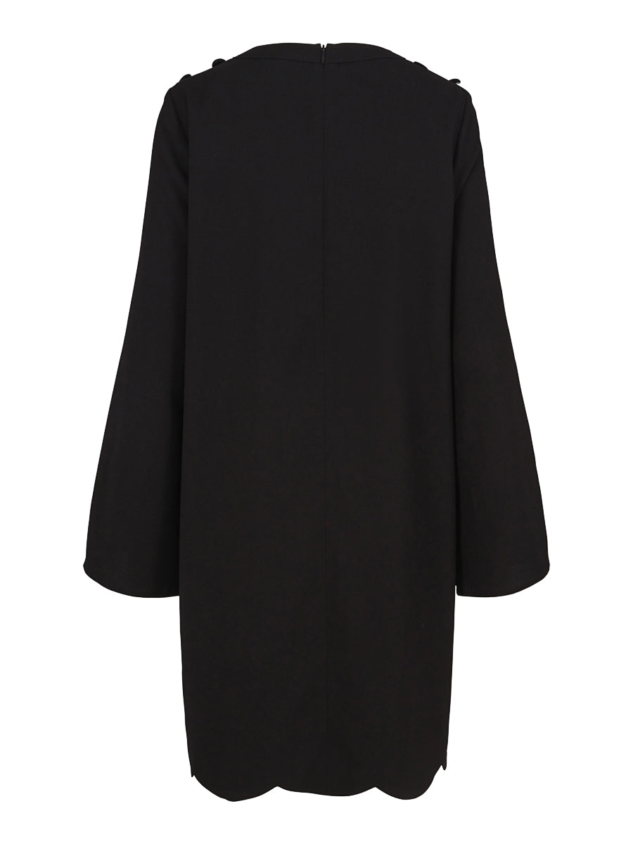 Button shoulder dress Black