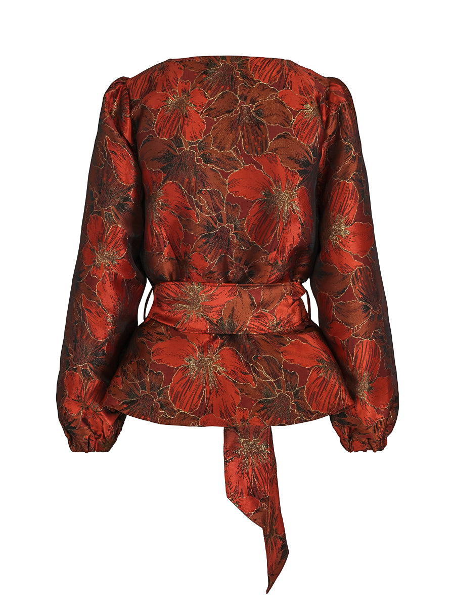 Wrap fab blouse Rust