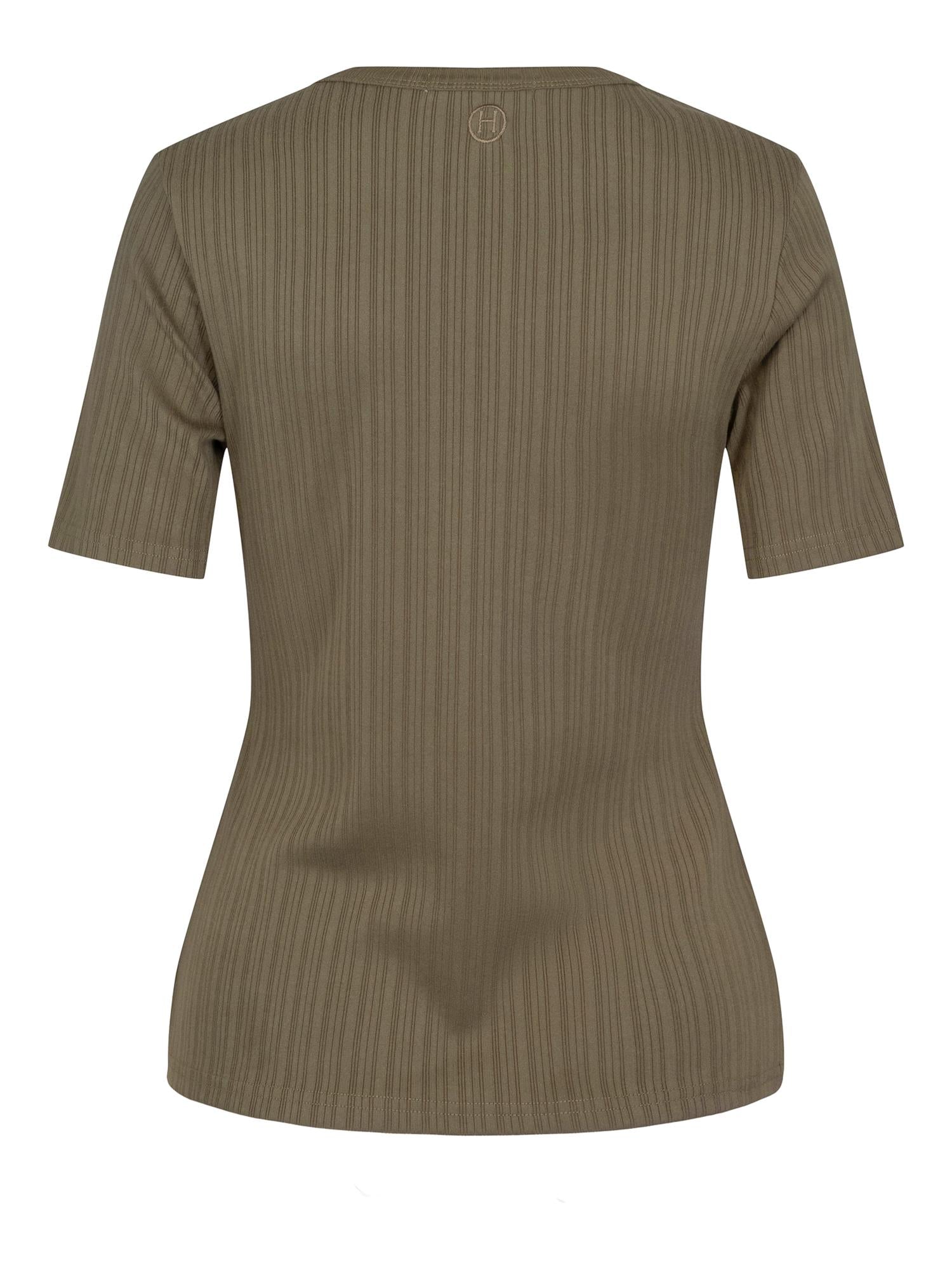 Rib S/S top Olivengrønn