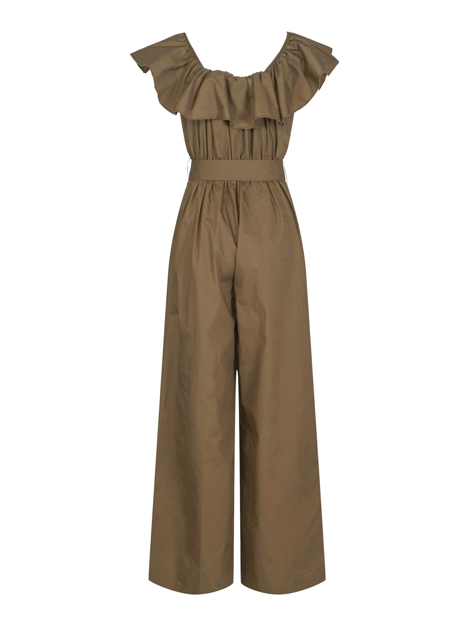 Ruffle jumpsuit Olivengrønn