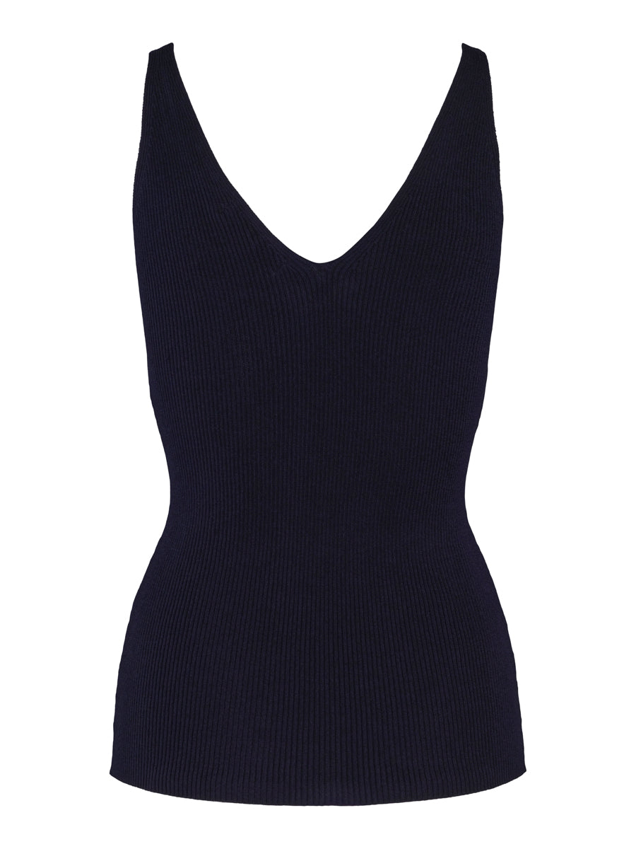 Rib knitted singlet Navy
