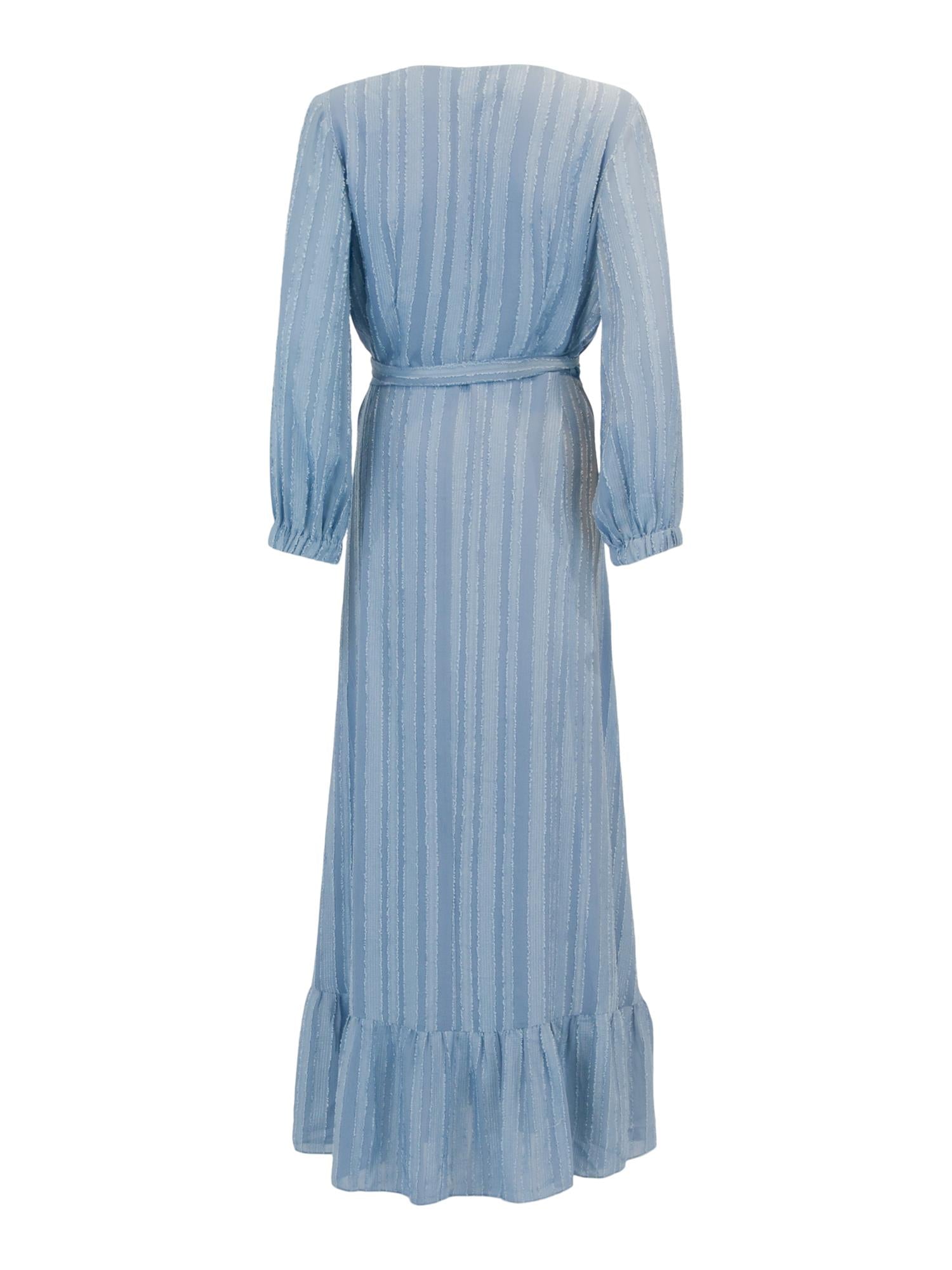 Classic long wrap around dress Blå