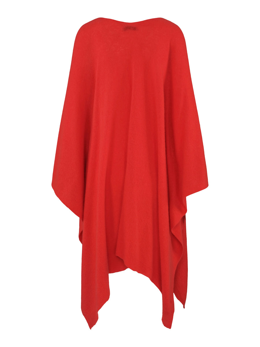 Cashmere poncho-cardigan Korall