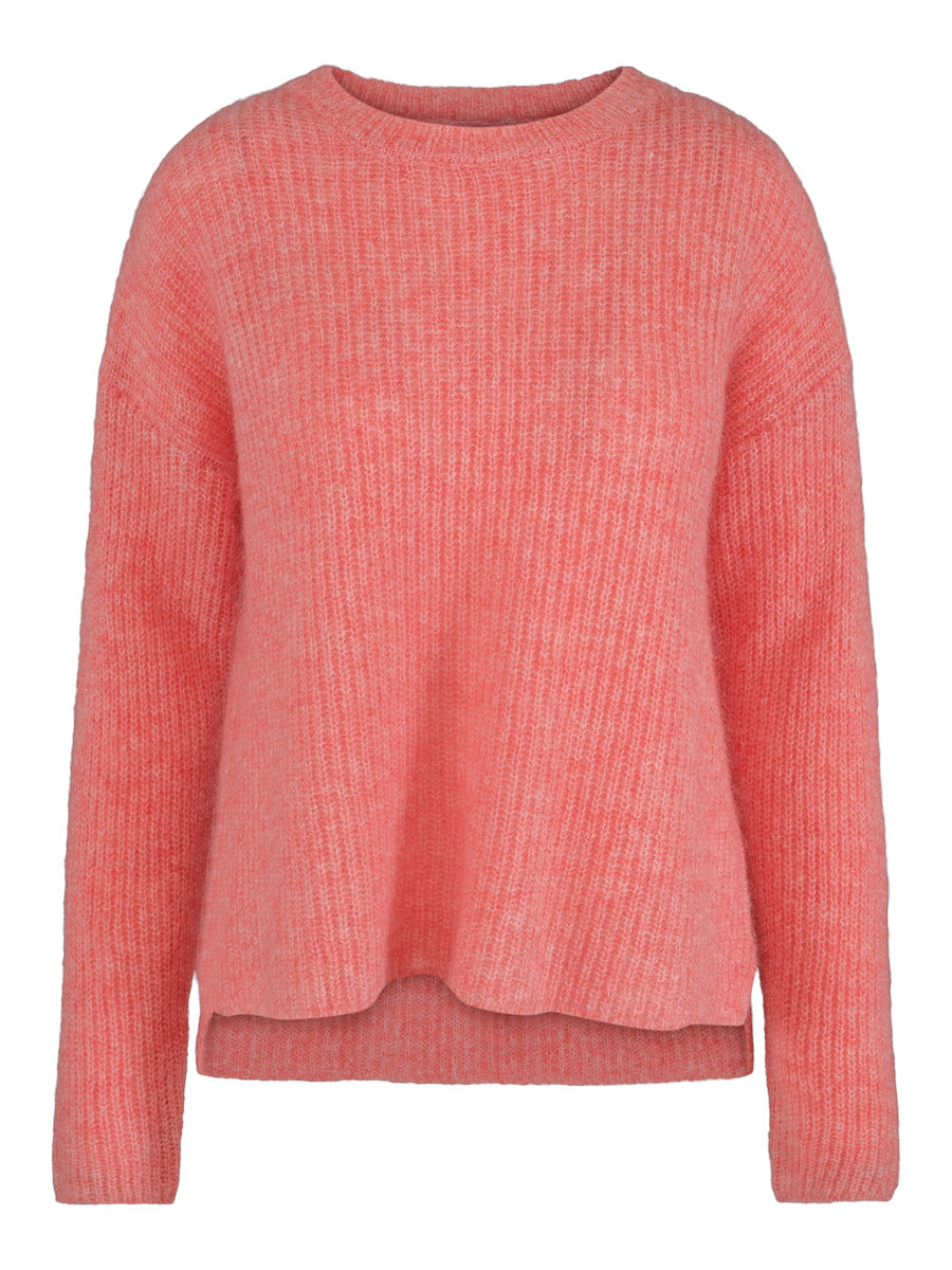 Mohair round neck pullover Korall