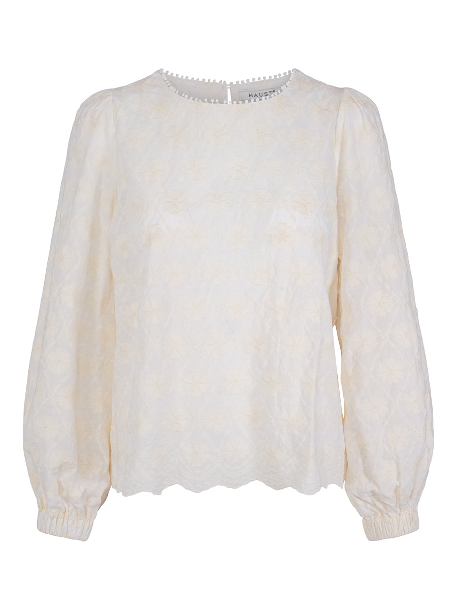 Feminine embr blouse Krem