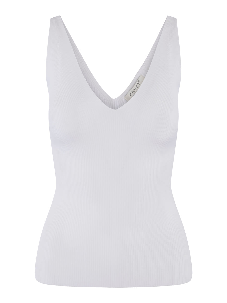 Rib knitted singlet Hvit