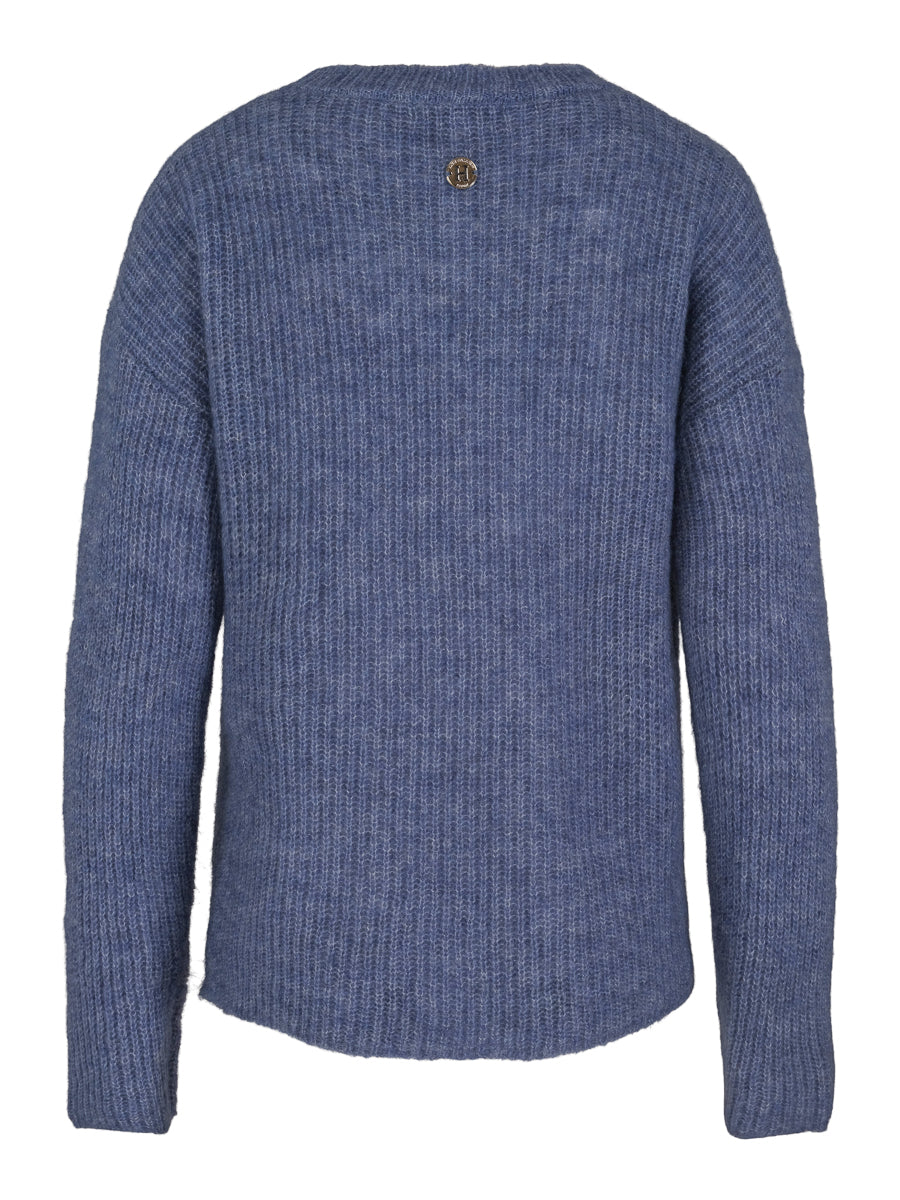 Mohair round neck pullover Jeans blue
