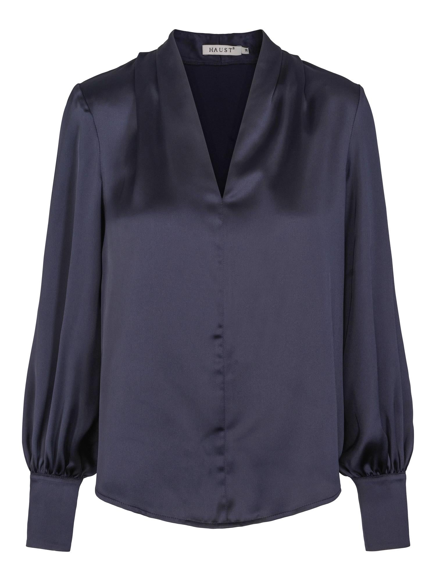 Classic V-neck blouse Marineblå