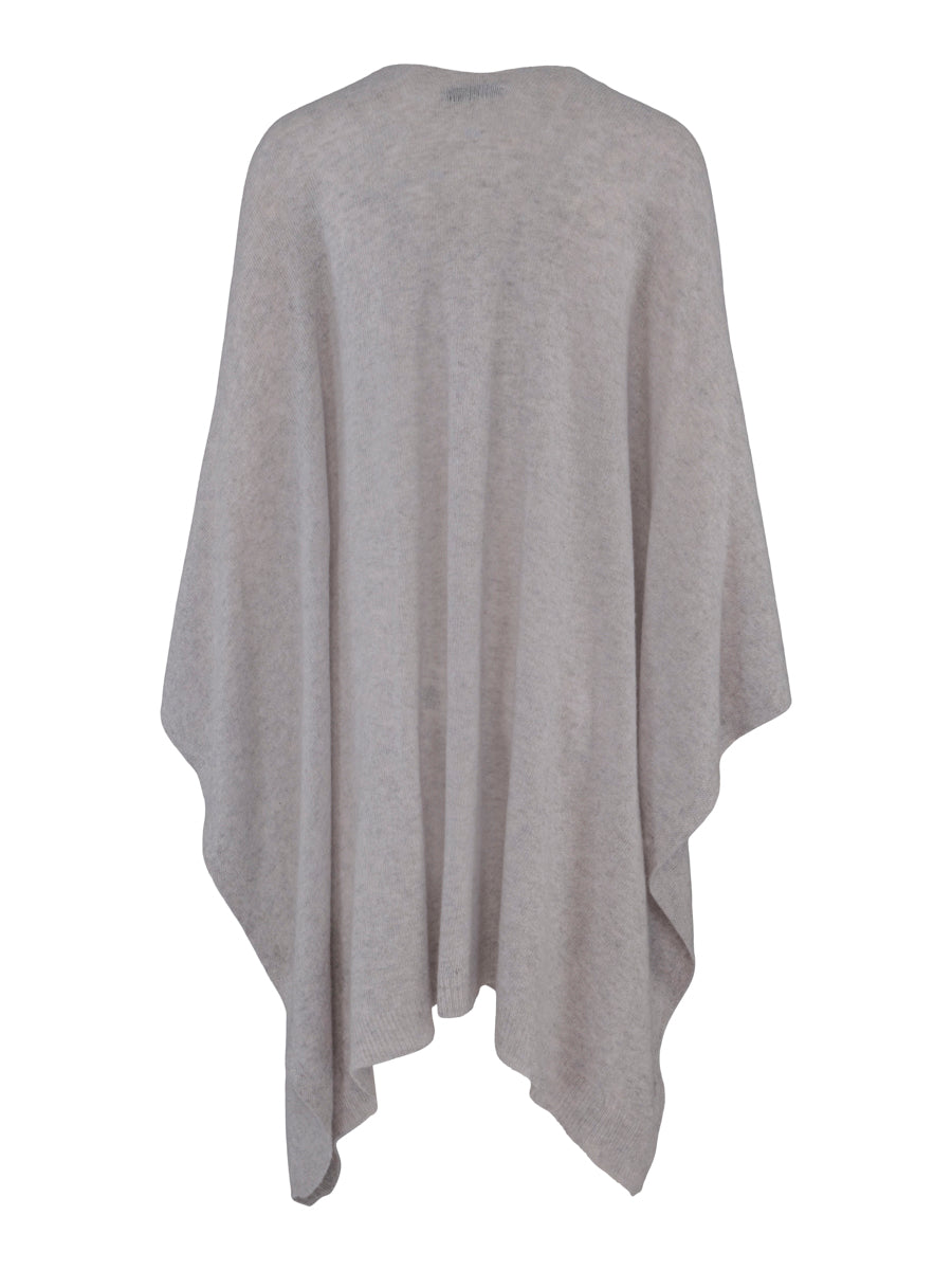 Cashmere poncho-cardigan Lysegrå