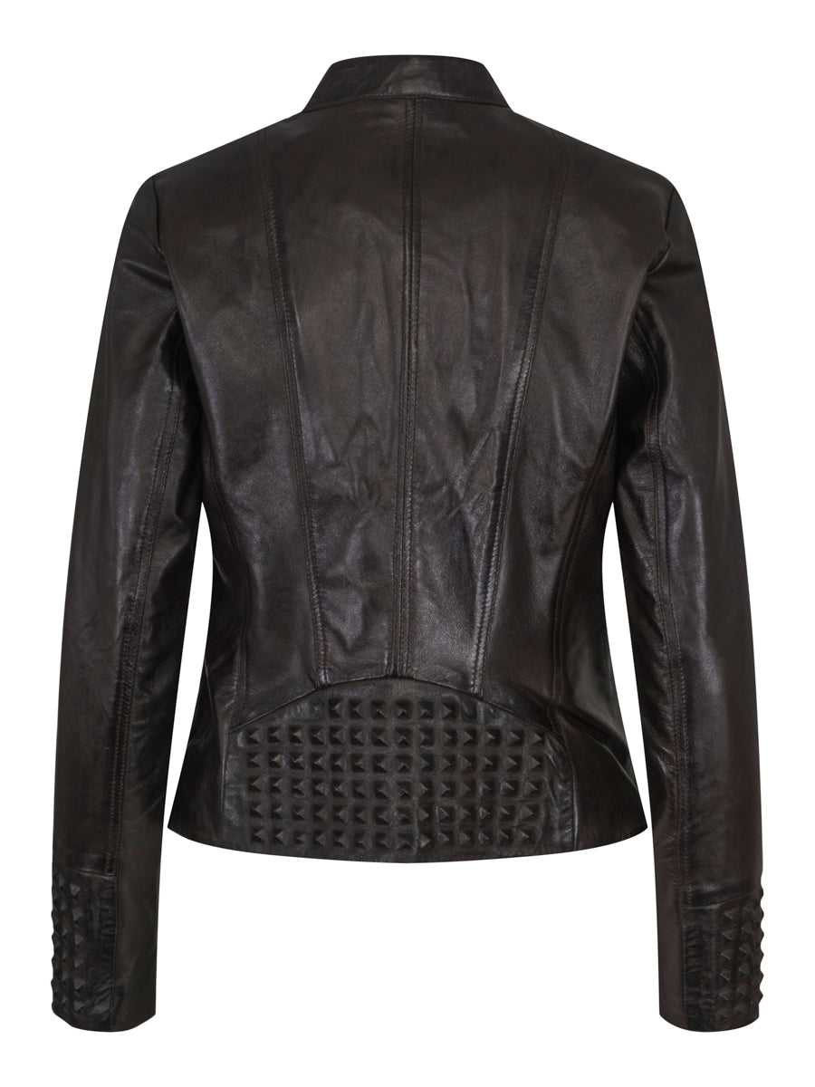 Stud leather jacket Brown