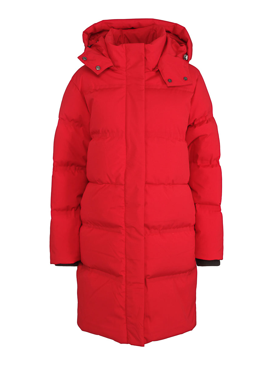 Long weather down jacket Rød