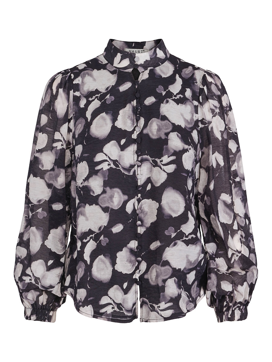 Feminin button blouse Black/Flower