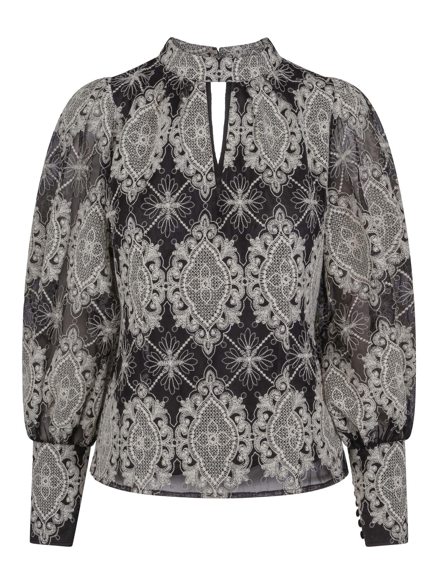 Fashion embr blouse Sort