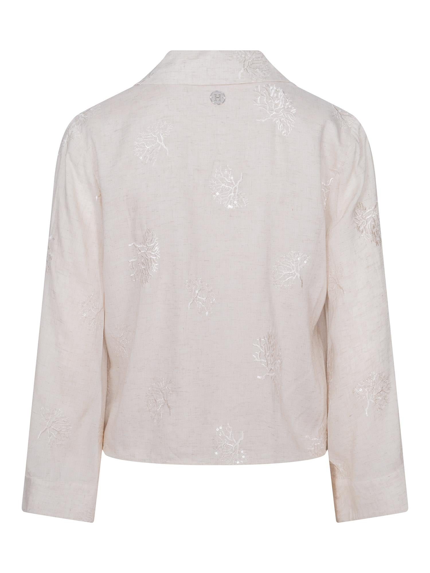 Seq detailed tie shirt Naturfarget