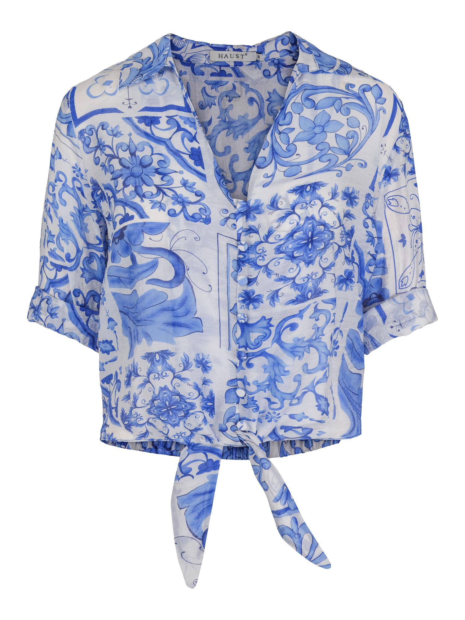 Casual printed tie shirt Blå