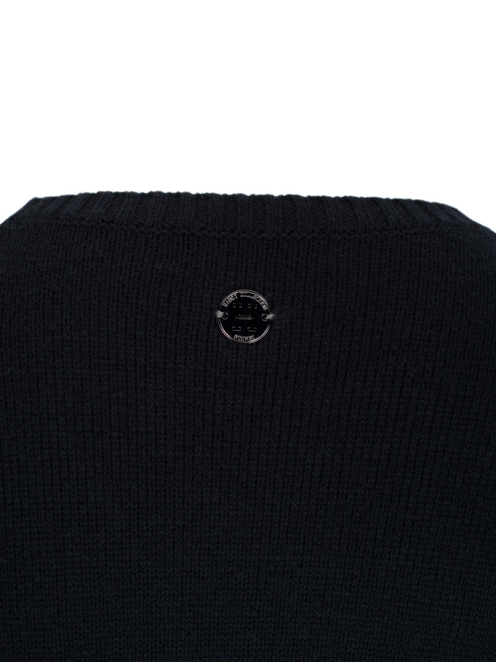 Patch round neck pullover Black