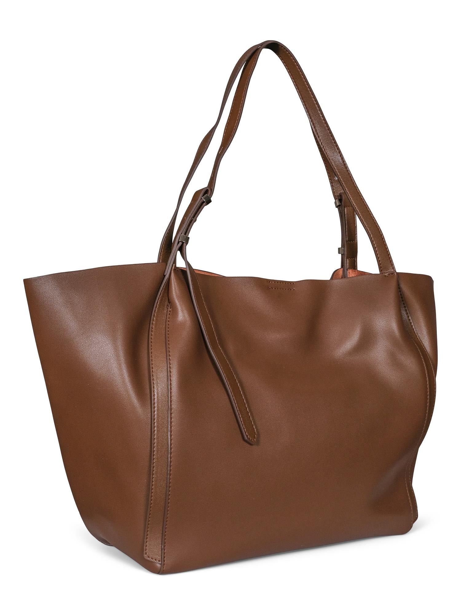 Fashion leather working bag Mørkebrun