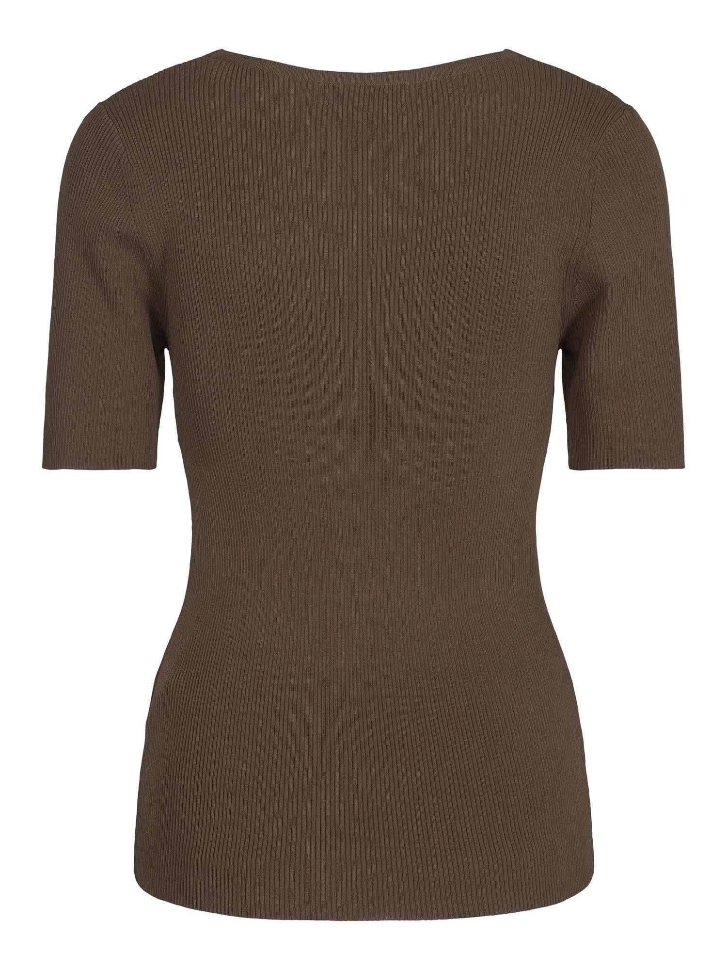 Ribbed short sleeve top Olivengrønn