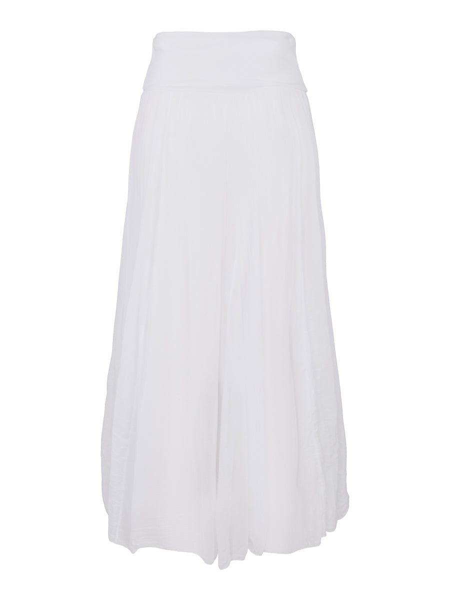 Cotton casual long skirt White
