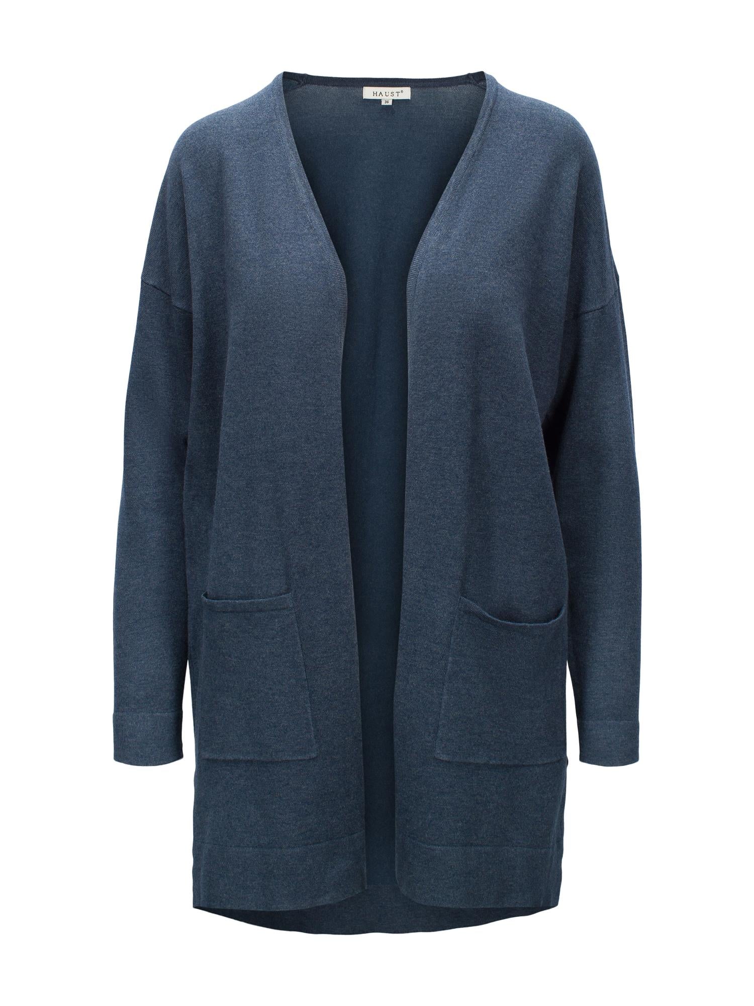 Knitted Long Cardigan Blue Mel.
