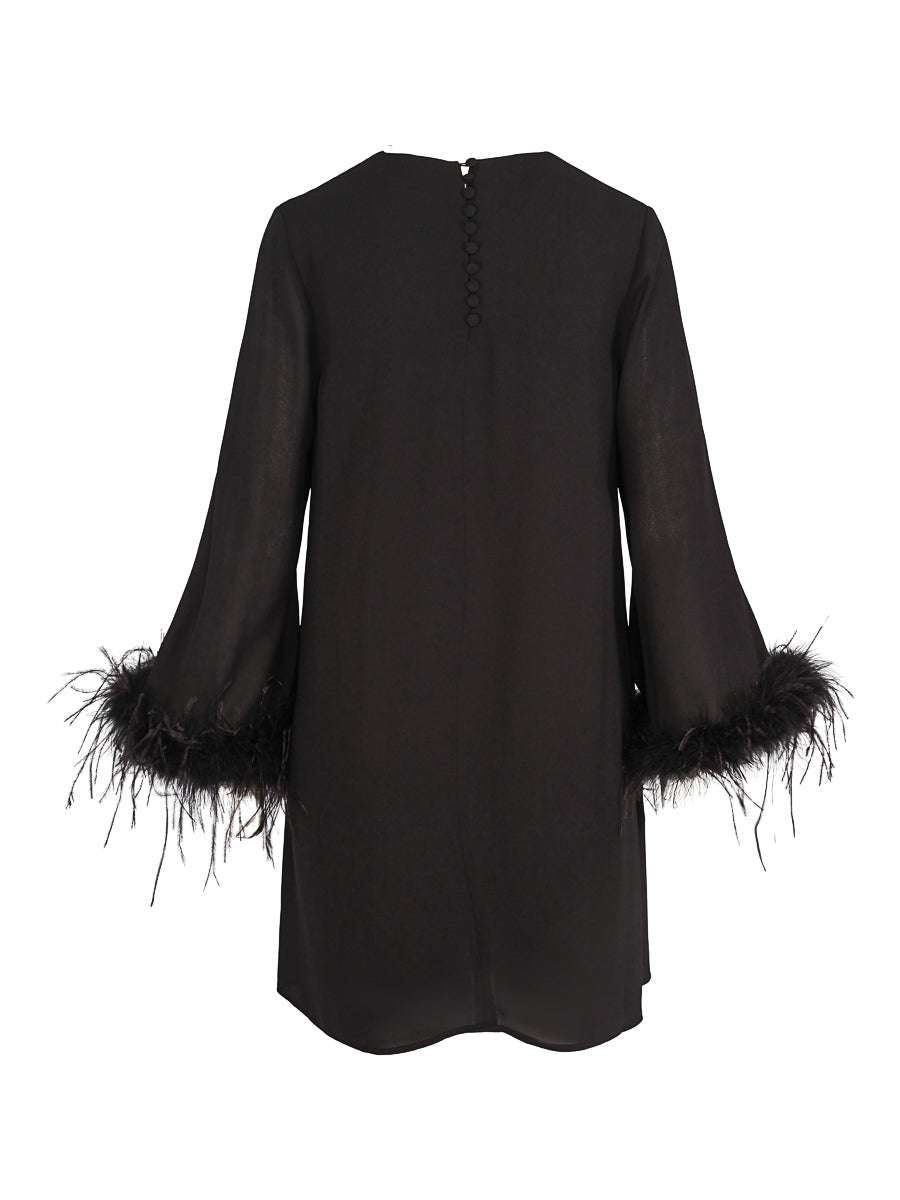 Chiffon feather dress Black