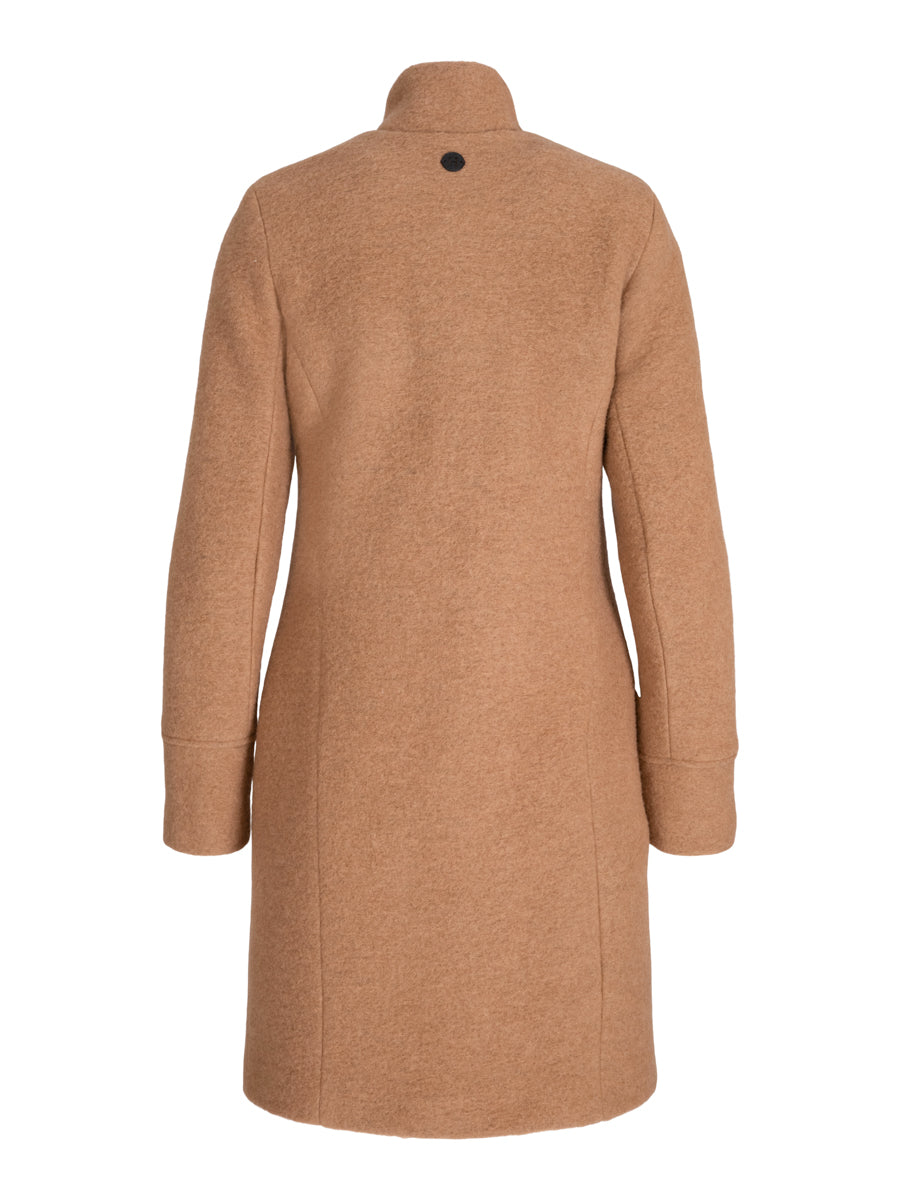 High collar boucle coat Camel