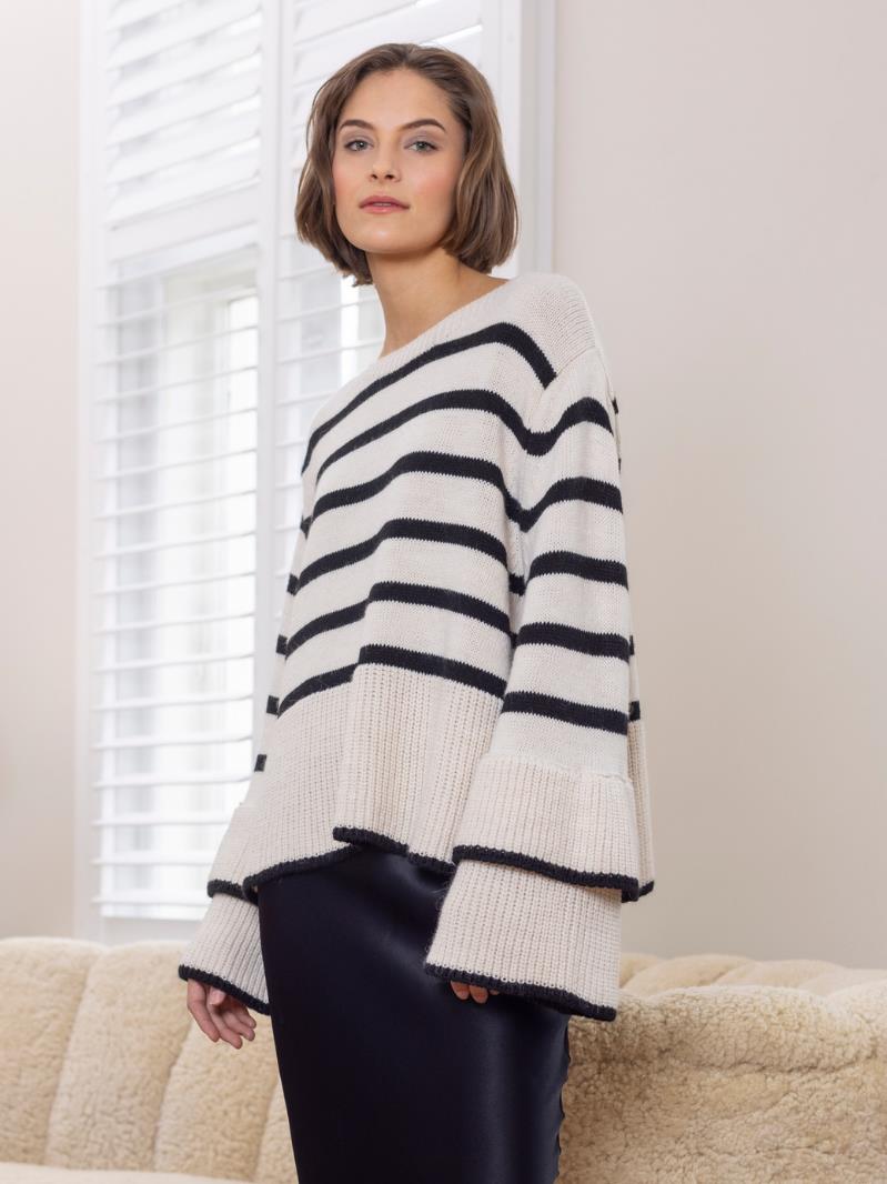 Striped cuff pullover Ecry