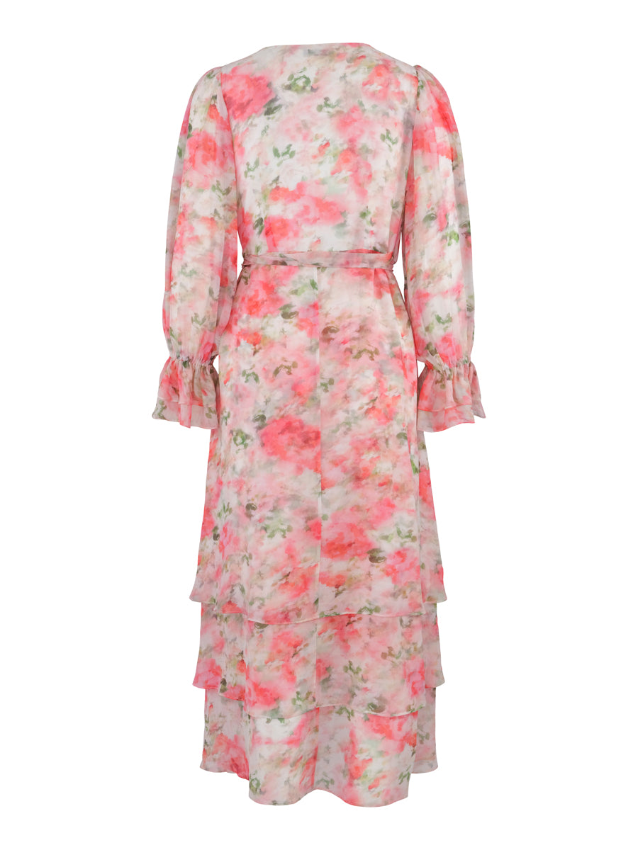 Long fab wrap dress Flower