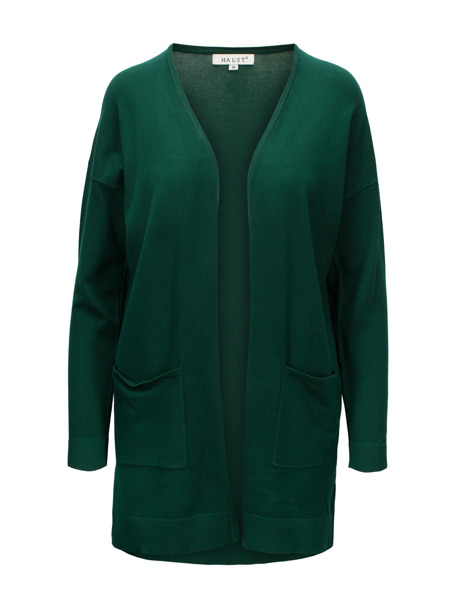 Knitted Long Cardigan Dark Green