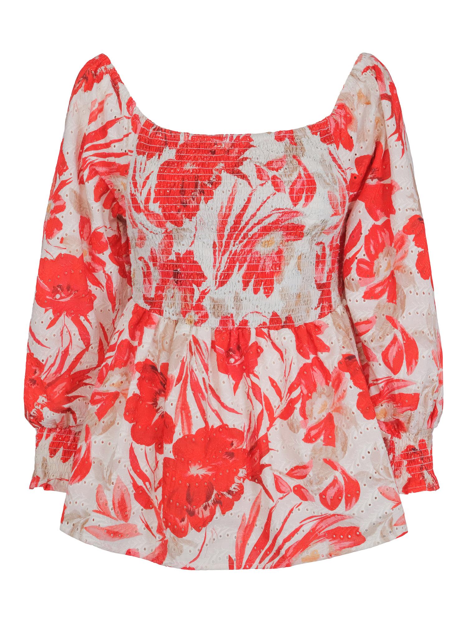 Lace printed blouse Korall
