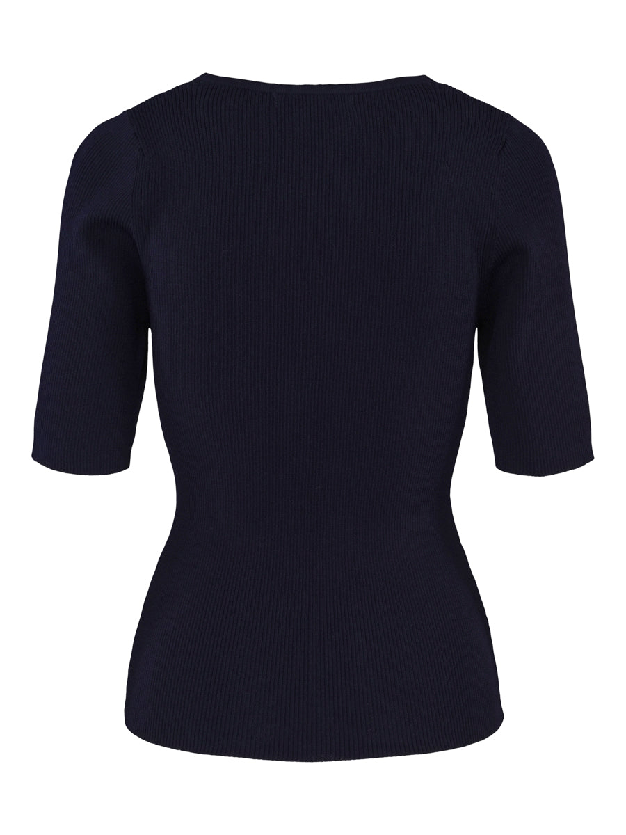V-neck rib pullover Navy