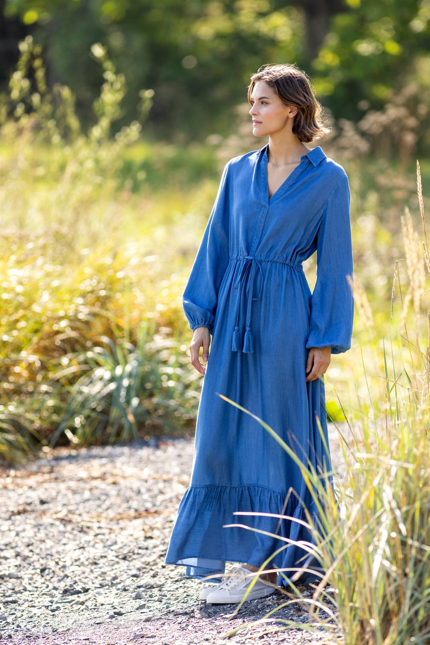 Casual long denim dress Jeans blue
