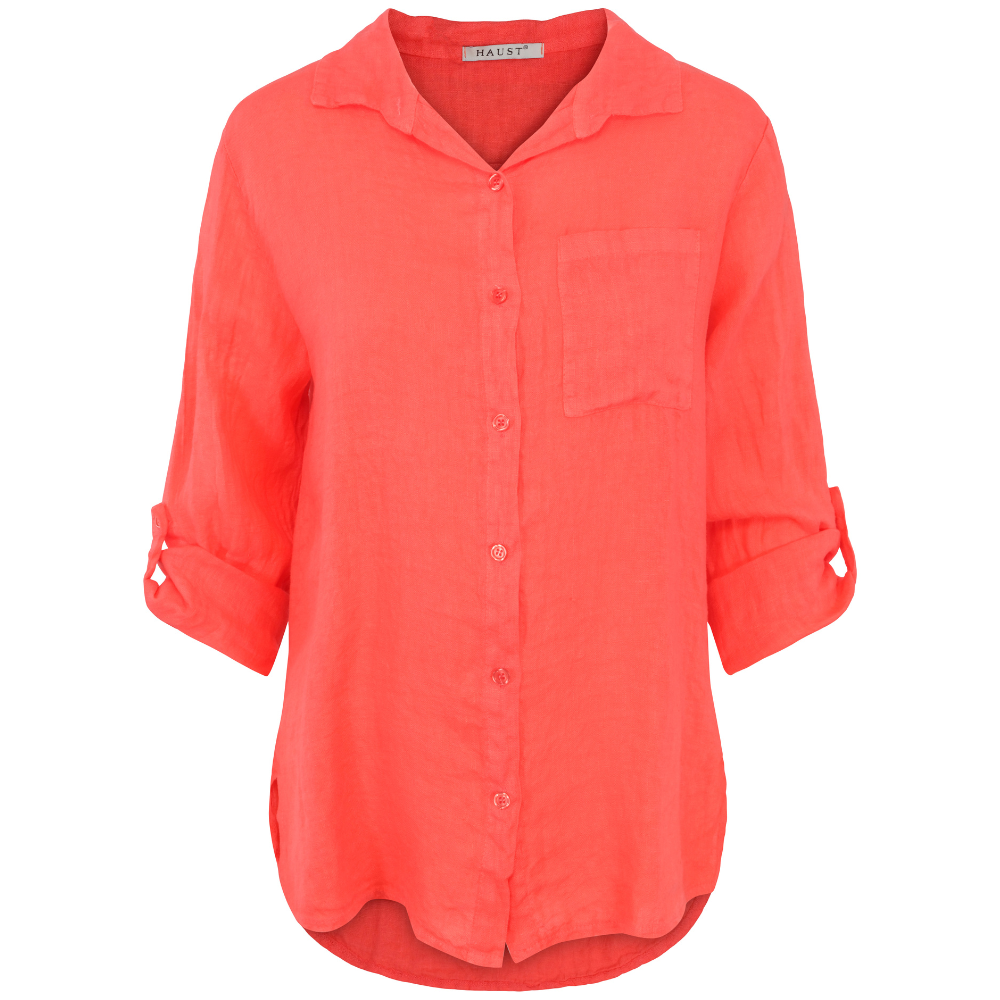 Casual linen shirt Coral