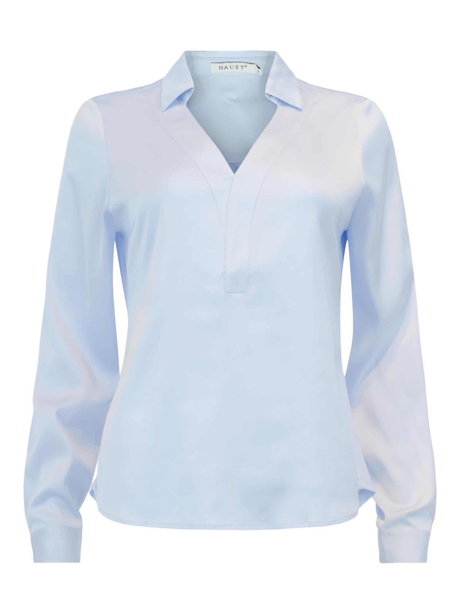 Satin V-neck blouse Lyseblå