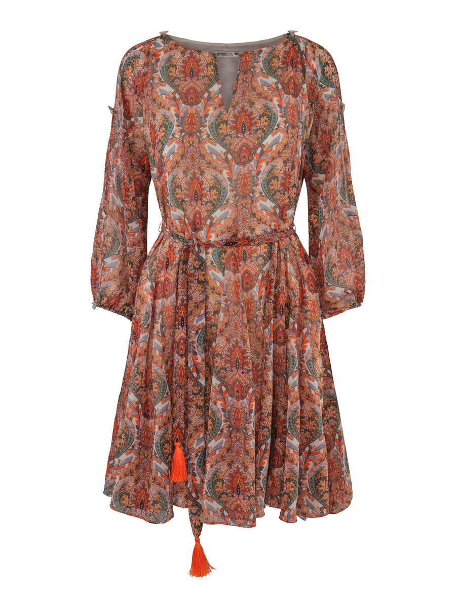 Chiffon detailed dress Paisley