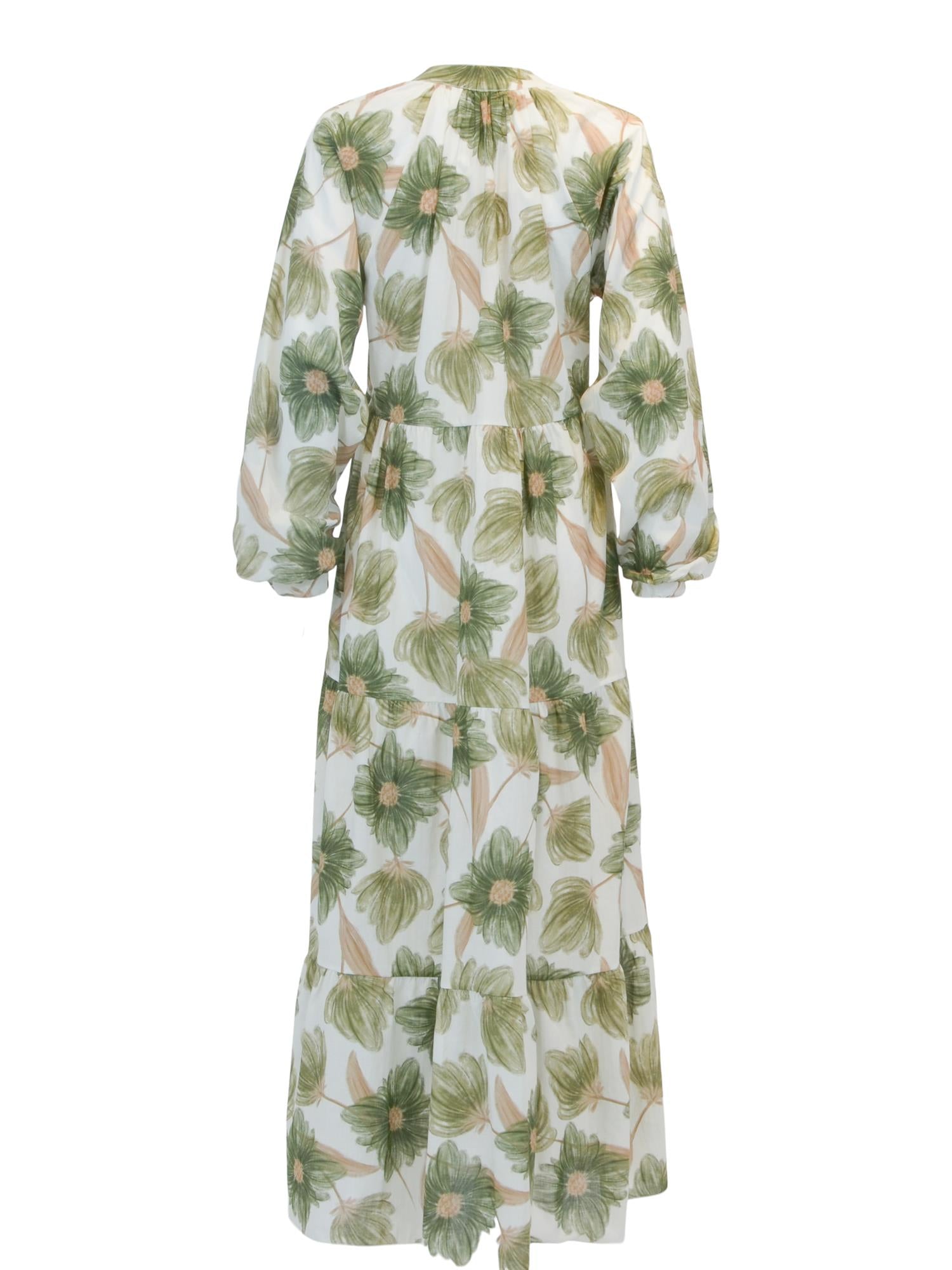 Loose cotton dress Olivengrønn