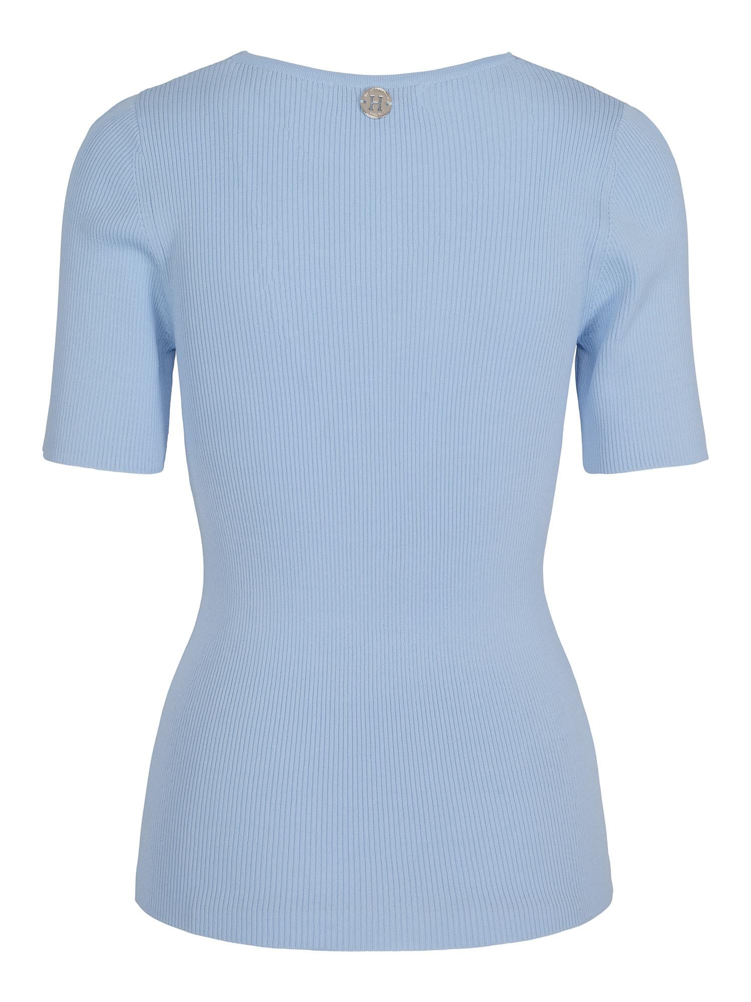Ribbed short sleeve top Lyseblå