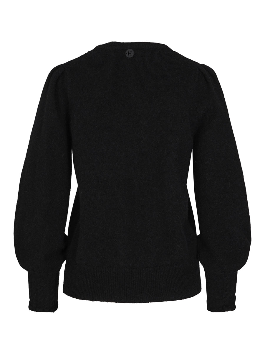Mohair cable cuff pullover Black