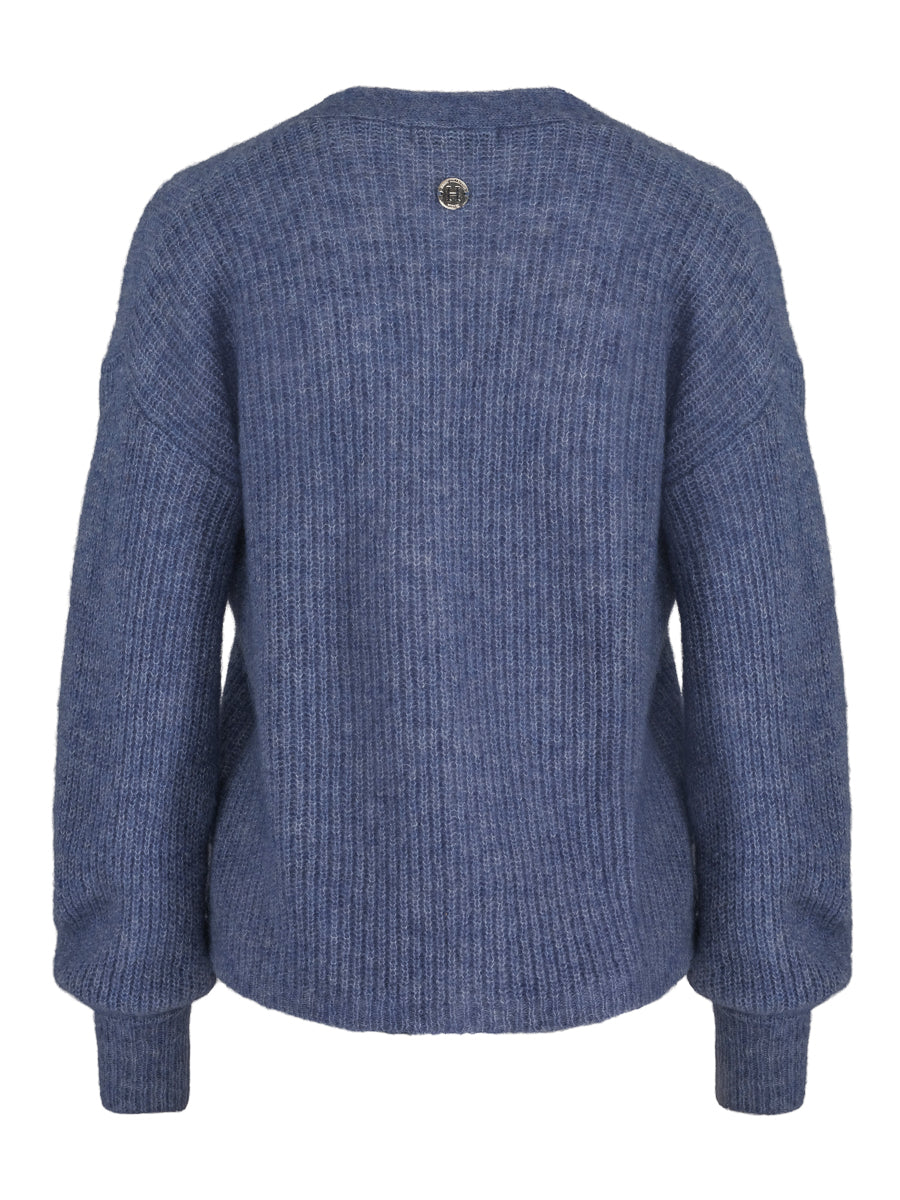 Mohair knitted cardigan Jeans blue