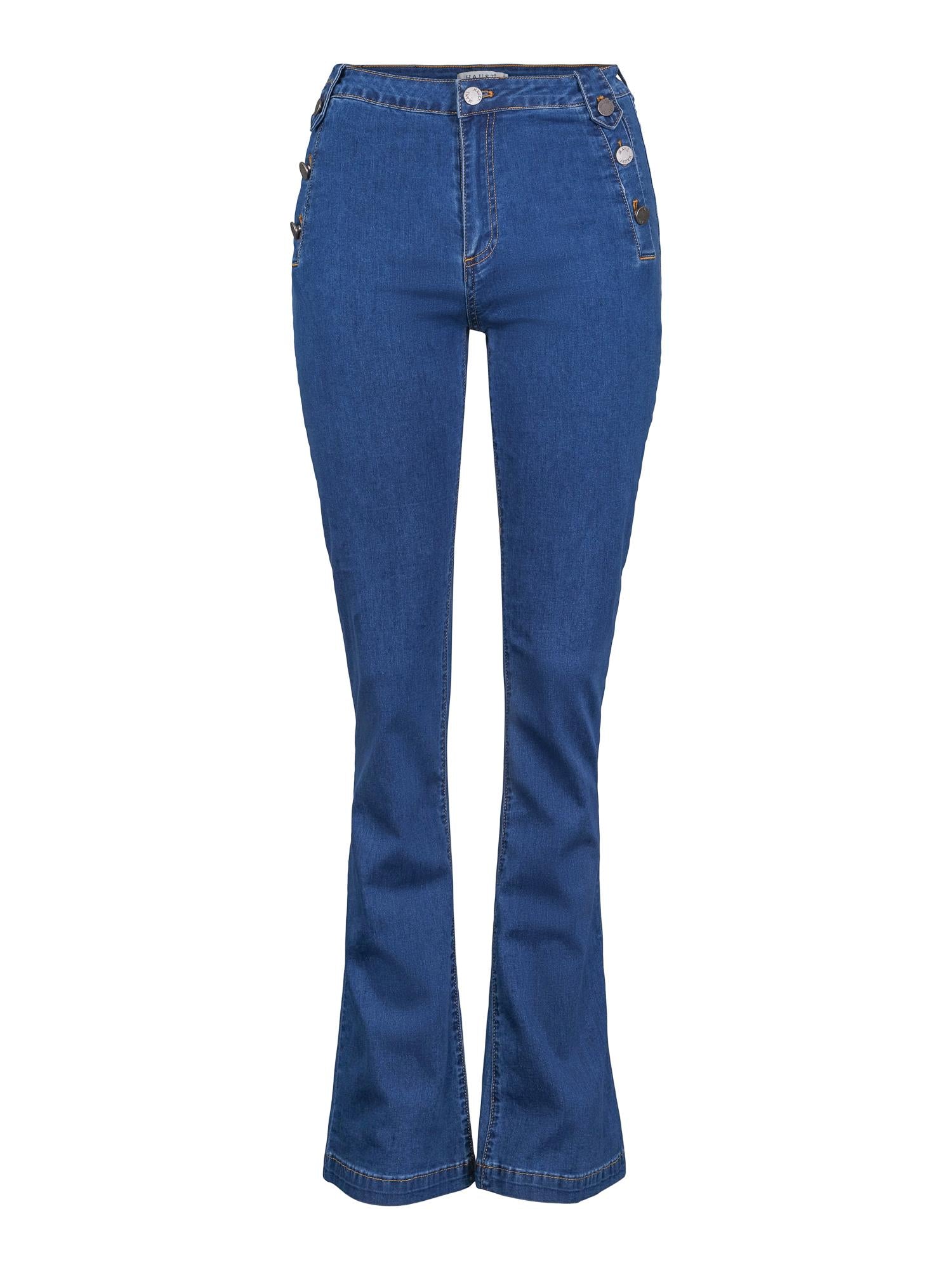 Button Bootcut Mid-jeans blue