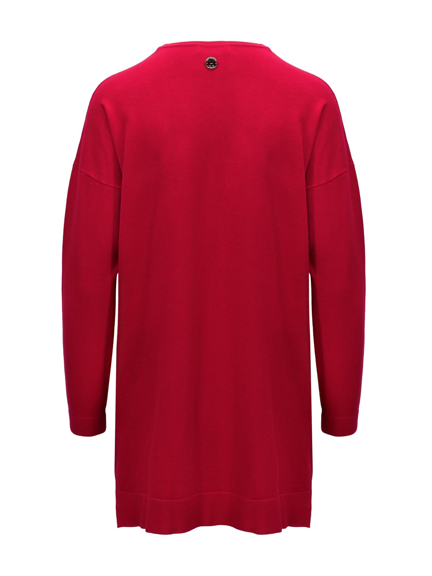 Knitted Long Cardigan Red