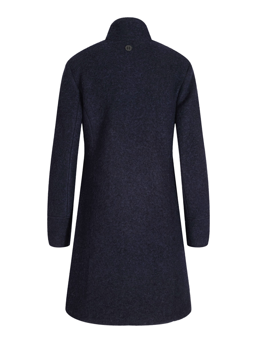 High collar boucle coat Navy