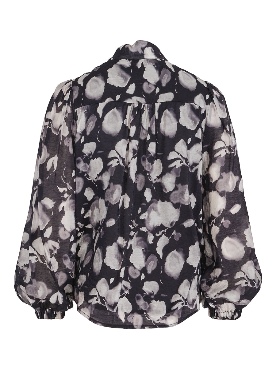 Feminin button blouse Black/Flower