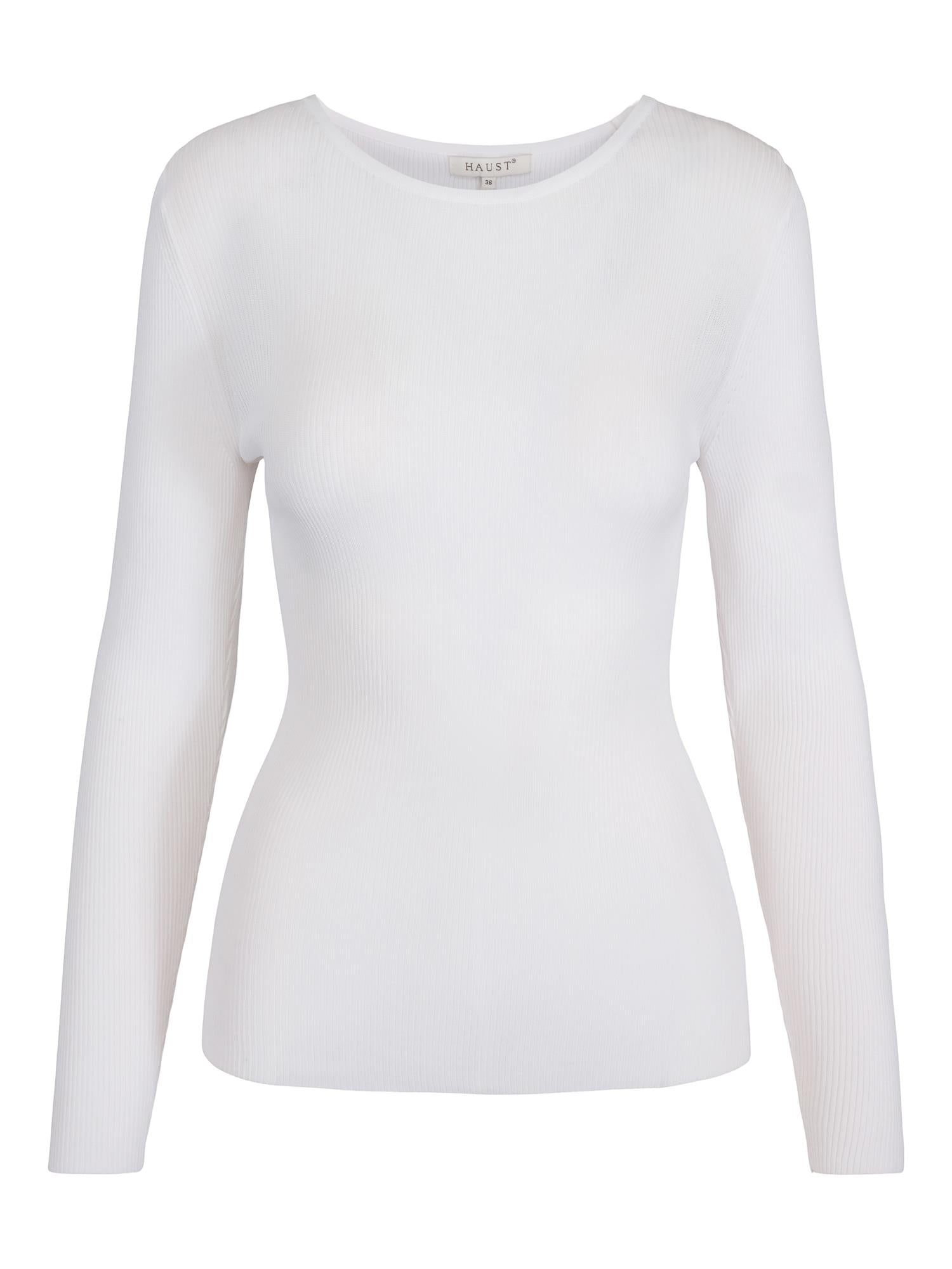 Rib long sleeve pullover Hvit