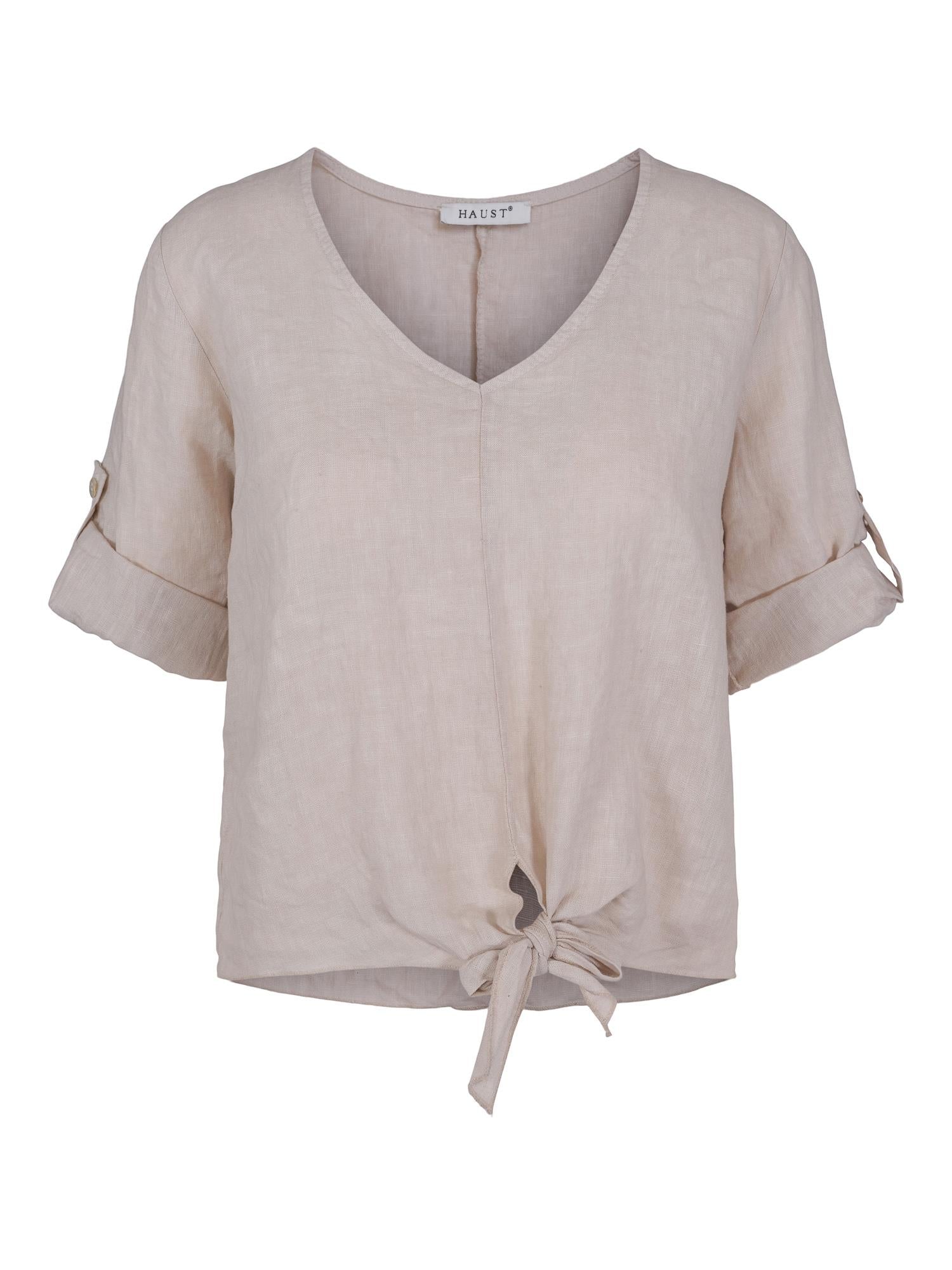 V-neck tie blouse Lys sand