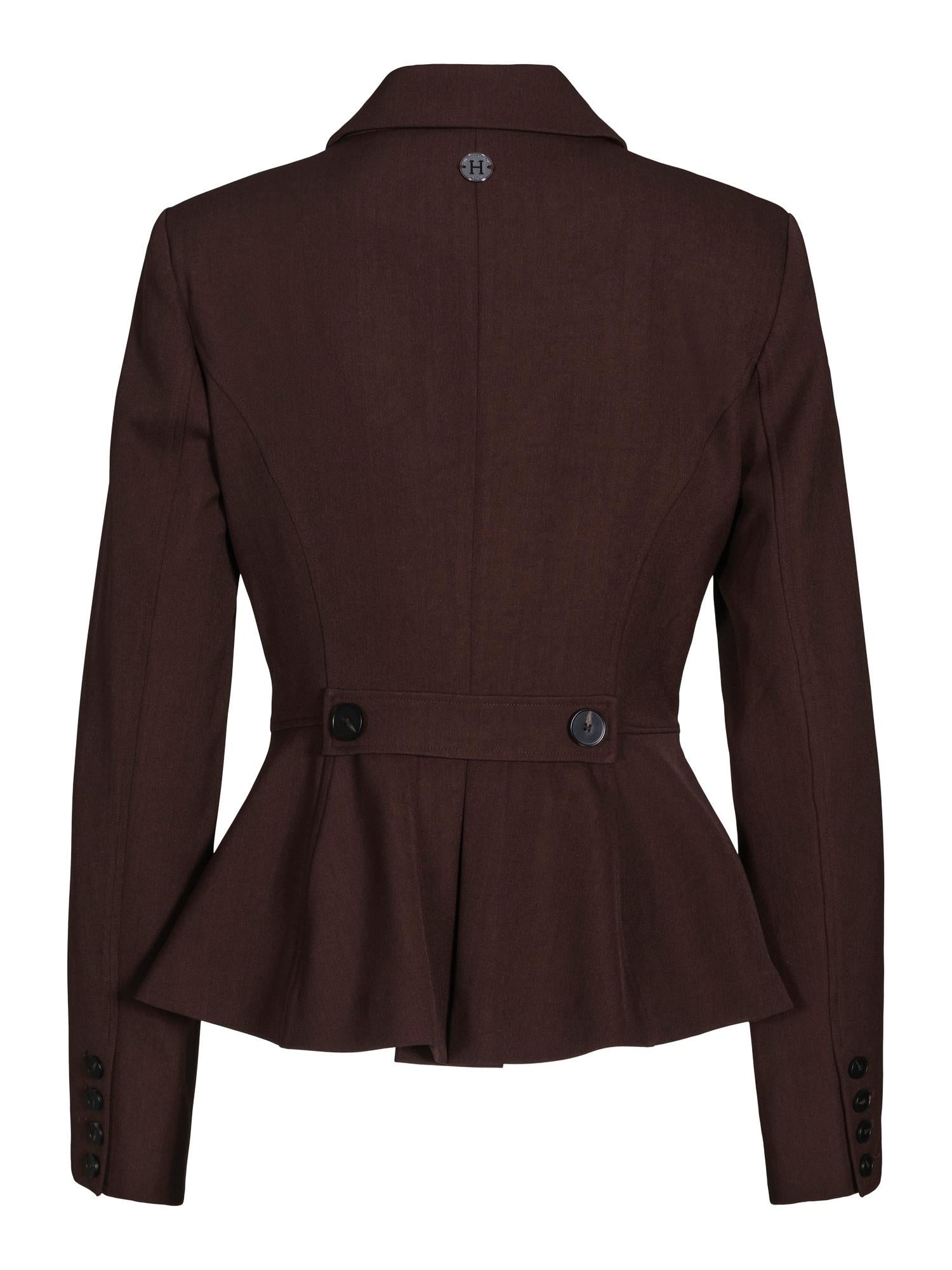 Ruffel fashion blazer Dark Brown
