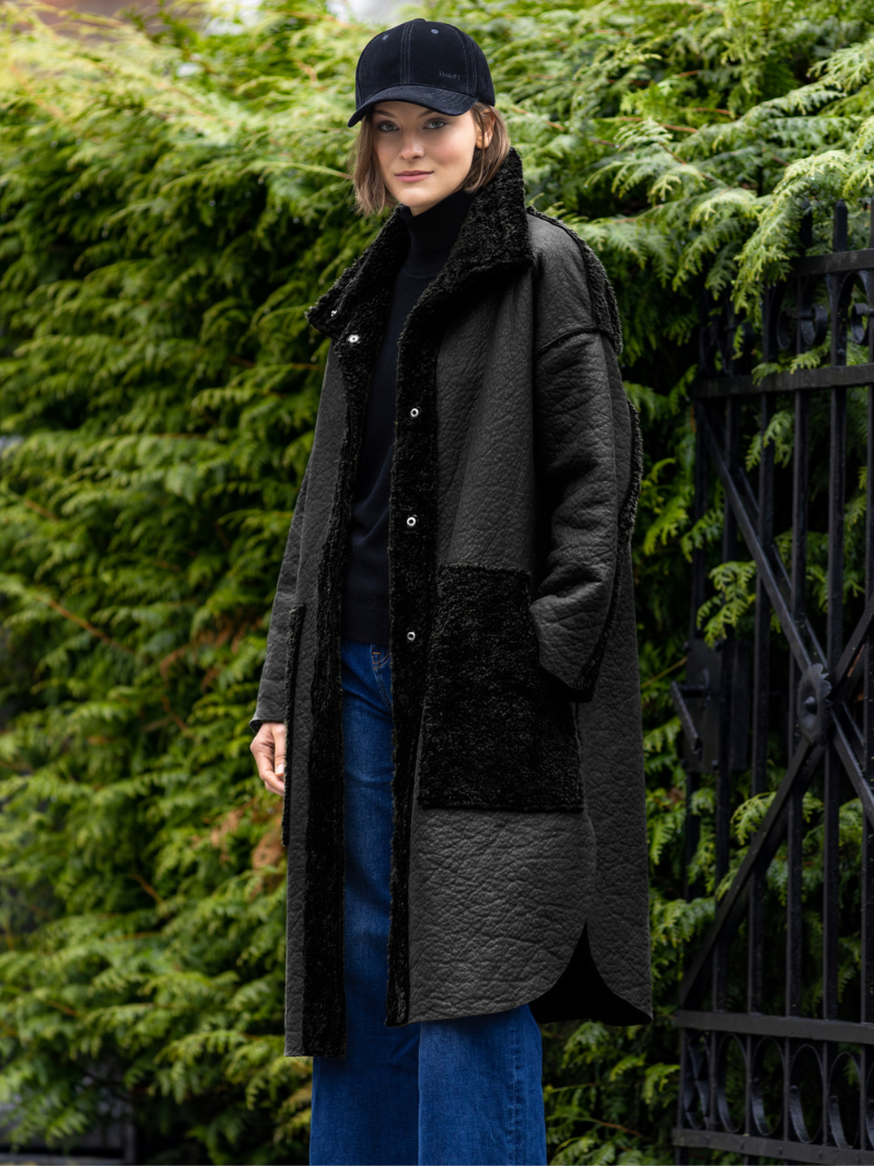 Reversable fur coat Black
