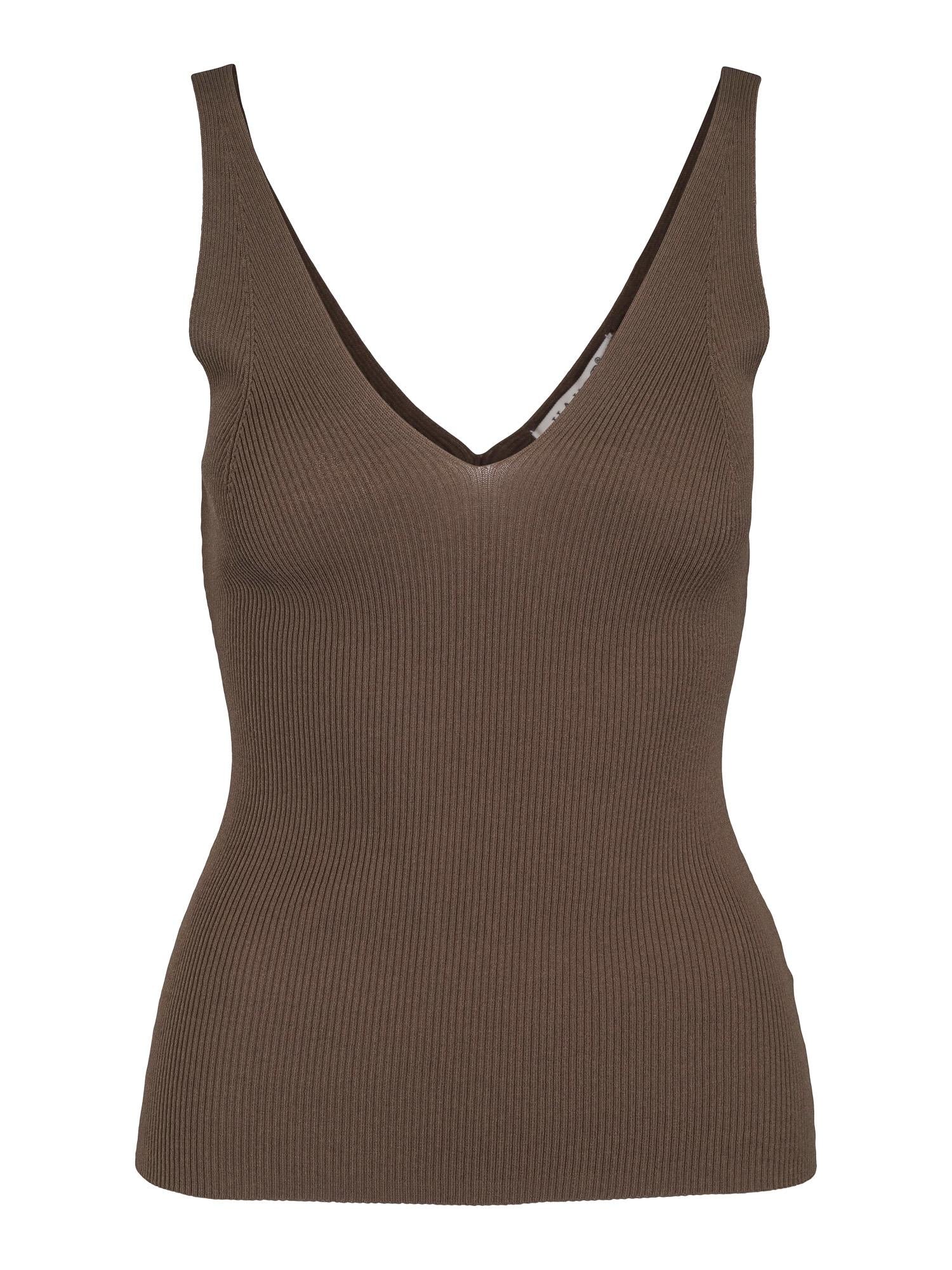 Rib knitted singlet Olivengrønn